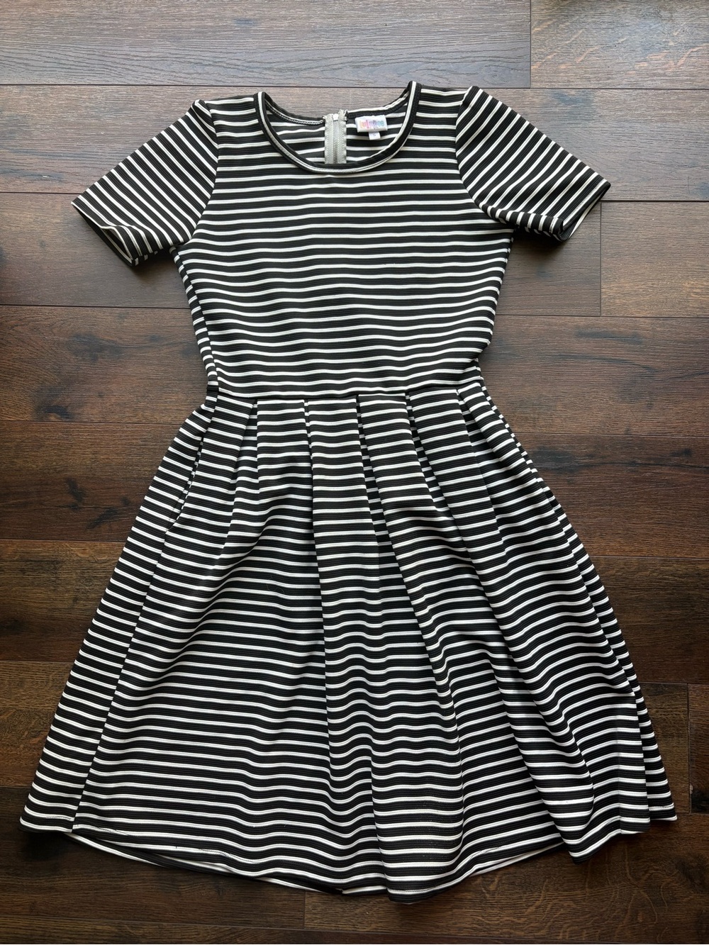 LuLaRoe Black and White Striped Fit-and-Flare Dress
